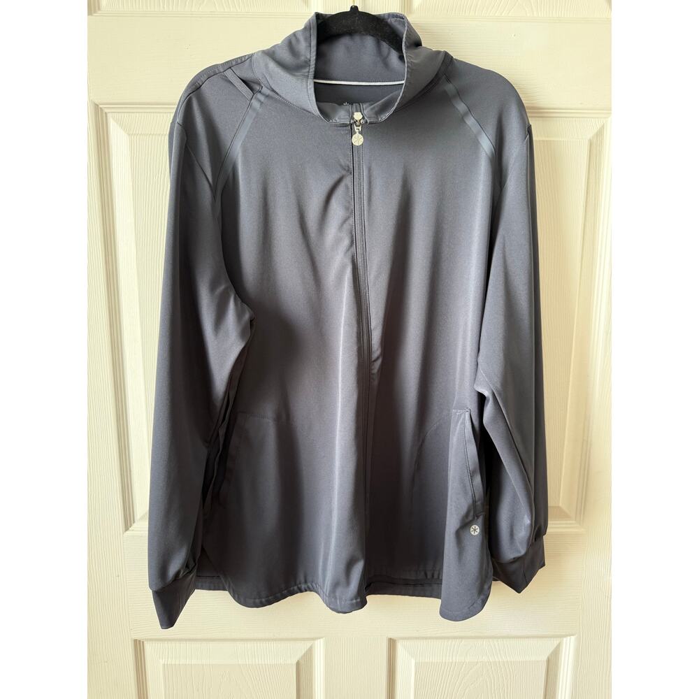 Beyond Scrubs Gray Full Zip Stretch Scrub Jacket 2X